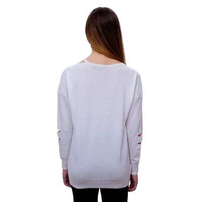 Maglia en cachemire con spacchi - bianco