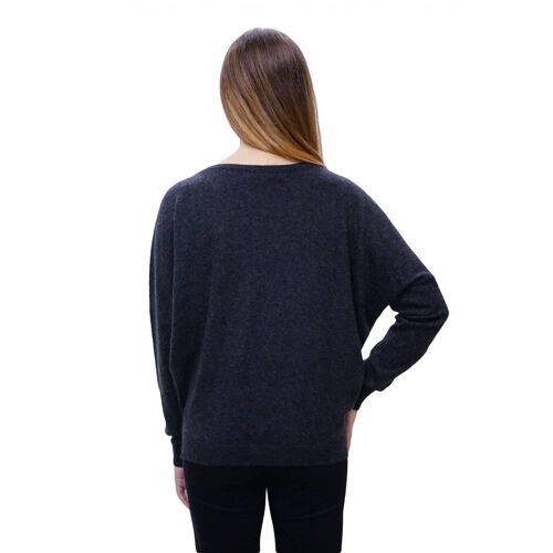 Maglia in Cashmere e Seta Girocollo Antracite - antracite