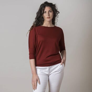 MAGLIA IN CASHMERE ET SETA MANICA TRE QUARTI BORGOGNA - borgogna 3