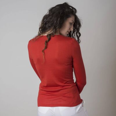 MAGLIA IN CASHMERE E SETA ROSSA CON TASCHINO