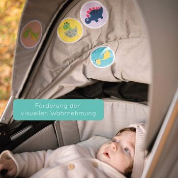 Amis savoureux - autocollants pour bébés en acétate de soie de haute qualité. Pour landaus, sièges auto et berceaux 6