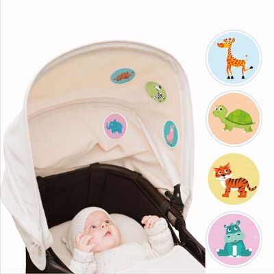 Süße Tiere 2 - Baby Aufkleber aus hochwertiger Acetatseide. Für Kinderwagen, Autositz und Babybett