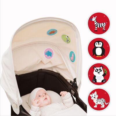 Contrast - baby stickers made of high-quality acetate silk. For prams, car seats and cots