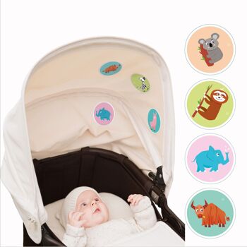 Sweet Animals 1 - Autocollants bébé en acétate de soie de haute qualité. Pour landaus, sièges auto et berceaux 1