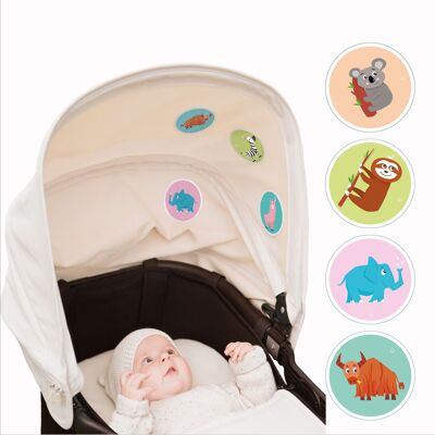 Sweet Animals 1 - Pegatinas para bebés hechas de acetato de seda de alta calidad. Para cochecitos, sillas de coche y cunas