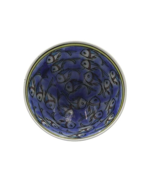 Ciotola Blu in Caolino con Disegni Pesci Diam. 25 cm