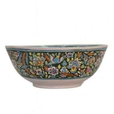 Green Kaolin Bowl with Floral Designs Diam. 36 cm