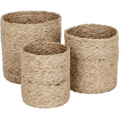 Basket Jute small natural gray s/3