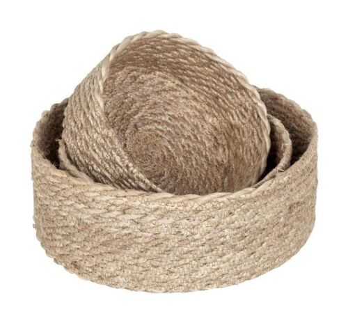 Broodmand jute naturel grijs s/3