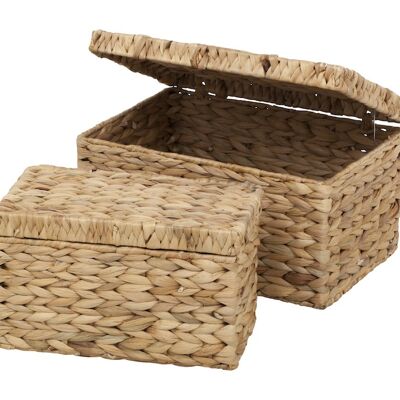 Water hyacinth basket with lid s/2