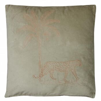 Coussin Jungle velours taupe