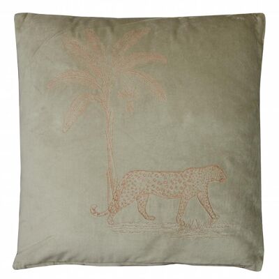 Coussin Jungle velours taupe