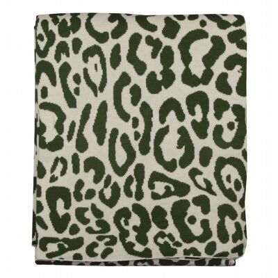 Plaid Leopard verde scuro lavorato a maglia