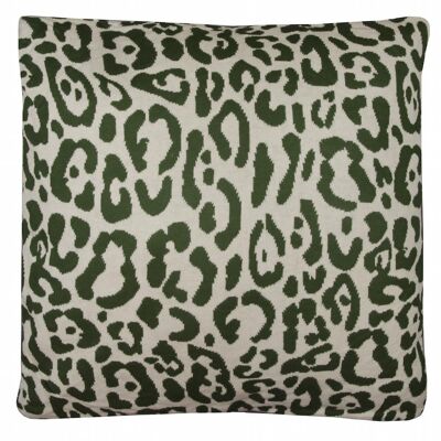 Cuscino Leopard in maglia verde scuro