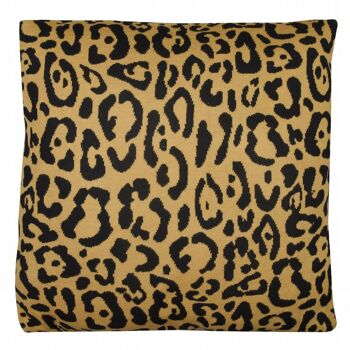 Coussin Léopard tricoté noir