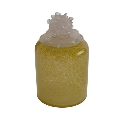 Storage jar Flower yellow glass 19cm
