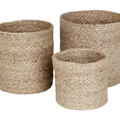 Basket Jute large natural gray s/3