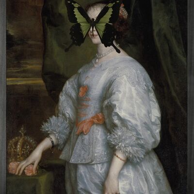 Portrait de papillon noir et vert sur Lady -Grand