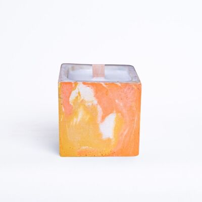 Duftkerze - Beton Tie&Dye Orange & Gelb