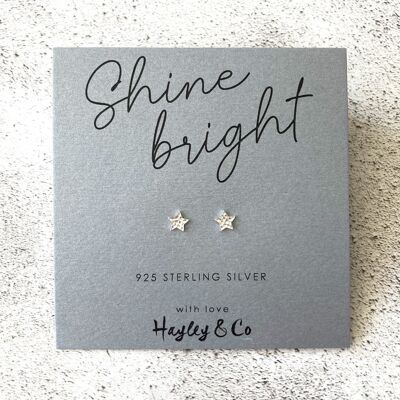 Boucles d'oreilles Shine Bright Star en argent sterling