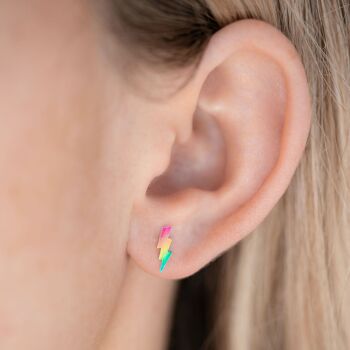 Boucles d'oreilles en argent sterling avec éclair coloré 3