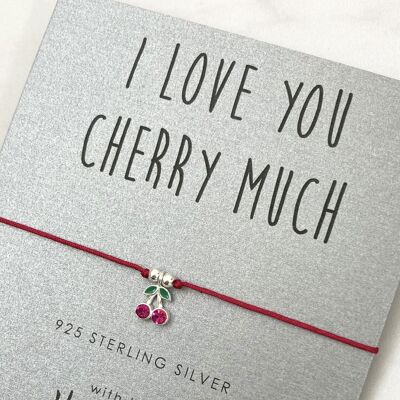 Cherry Cord and Sterling Silver Bracelet