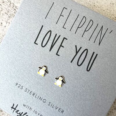 Boucles d'oreilles pingouin en argent sterling