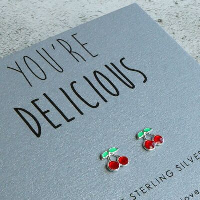 Boucles d'oreilles cerise en argent sterling