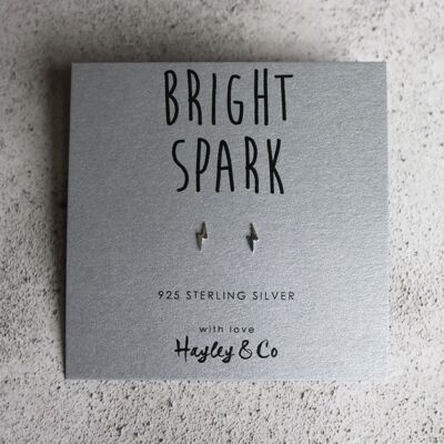 Sterling Silver Earrings 'Bright Spark' Lightning Bolt