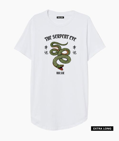 The serpent eye white extra long t-shirt