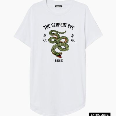 The serpent eye white extra long t-shirt