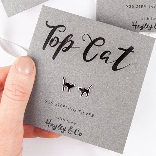 Top Cat Sterling Silver Enamel Earrings