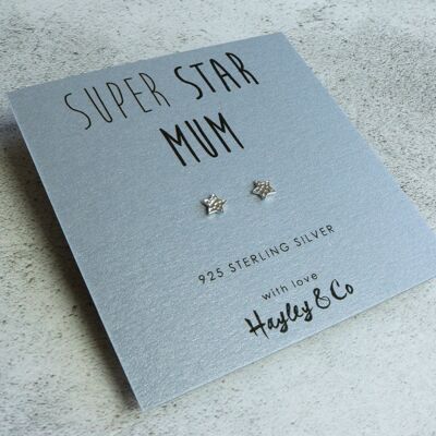 Orecchini in argento sterling Super Star Mum