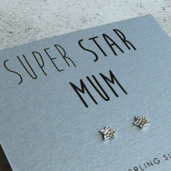 Boucles d'oreilles en argent sterling Super Star Mum 2