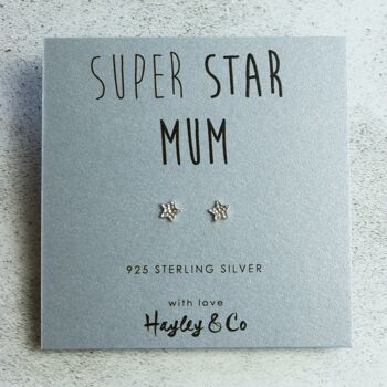 Boucles d'oreilles en argent sterling Super Star Mum 3