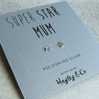 Boucles d'oreilles en argent sterling Super Star Mum 4