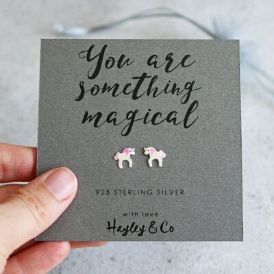 Magici orecchini in argento sterling con unicorno