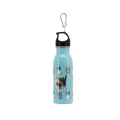 Oh Mon Pop! Angry Cat-Bouteille d'Eau 500 ml, Turquoise