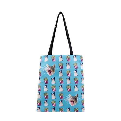 Oh My Pop! Angry Cat-Bolsa de la Compra Shopping Bag, Turquesa