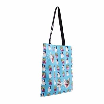 Oh Mon Pop! Angry Cat-Shopping Bag Sac à provisions, Turquoise 2