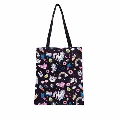 Oh Mon Pop! Illusion-Shopping Bag Sac à provisions, Noir