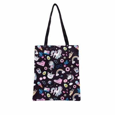 Oh My Pop! Illusion-Bolsa de la Compra Shopping Bag, Negro