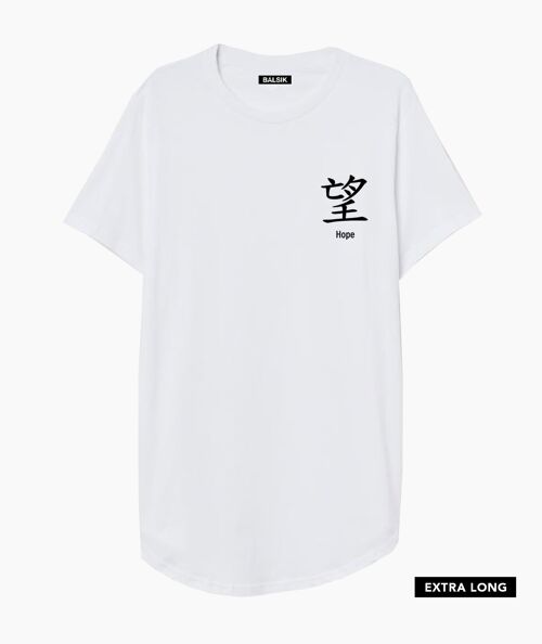 Hope in japan white extra long t-shirt