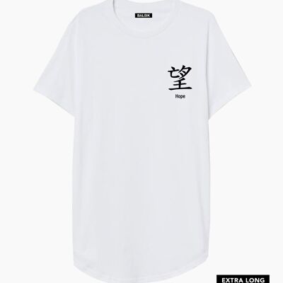Hope in japan white extra long t-shirt