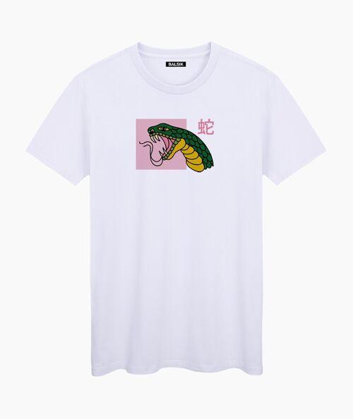 Pink snake white unisex t-shirt