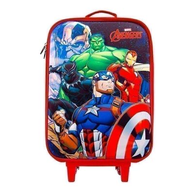 Marvel The Avengers vs Thanos-3D Soft Trolley Suitcase, Multicolor