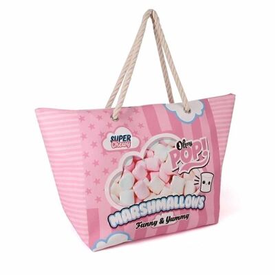O My Pop! Marshmallow-Sunny Beach Bag, Pink