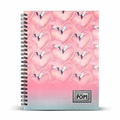 Oh Mon Pop ! Flaming-Notebook A5 Papier millimétré, Rose