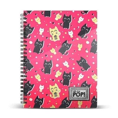 Oh Mon Pop! Neko-Notebook A5 Papier millimétré, Rouge
