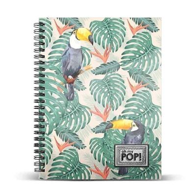 Oh Mon Pop ! Toucan-Notebook A5 Papier millimétré, Vert